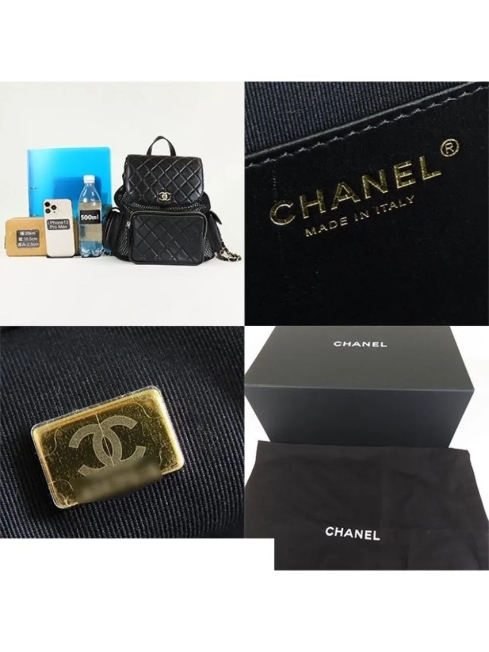 Chanel Mesh Backpack Black Gold Leather